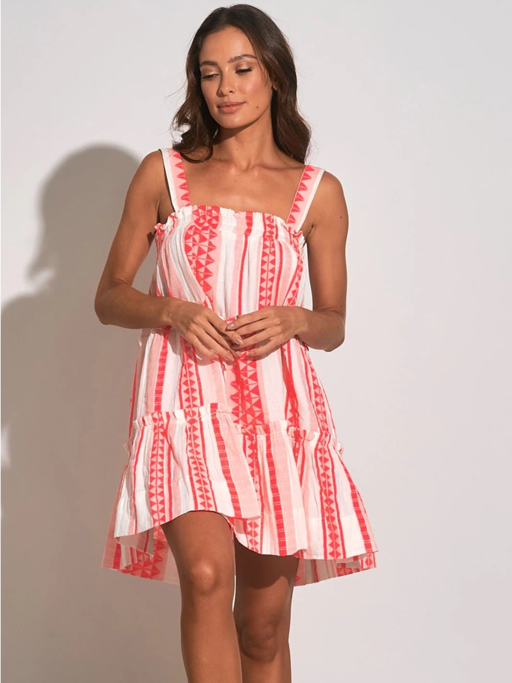 Elan Pink & White Striped Sleeveless Dress